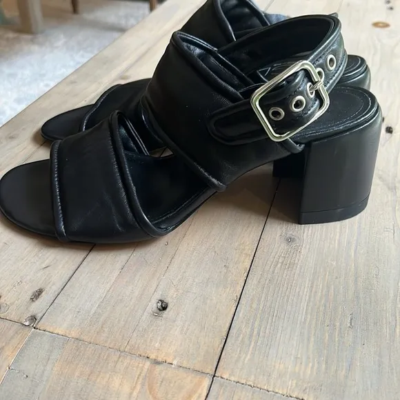 AGL Moon Padded Leather Black Sandal 60mm Size 38.5 or US 8