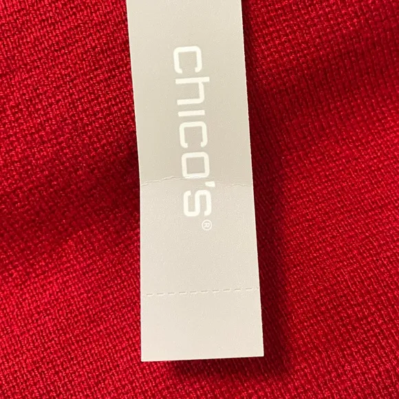 Chicos New Size LP Holly Red Mock Neck Side Slit Tunic Sweater Soft Long Sleeves