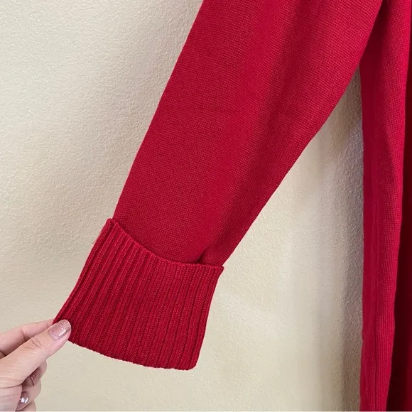 Chicos New Size LP Holly Red Mock Neck Side Slit Tunic Sweater Soft Long Sleeves