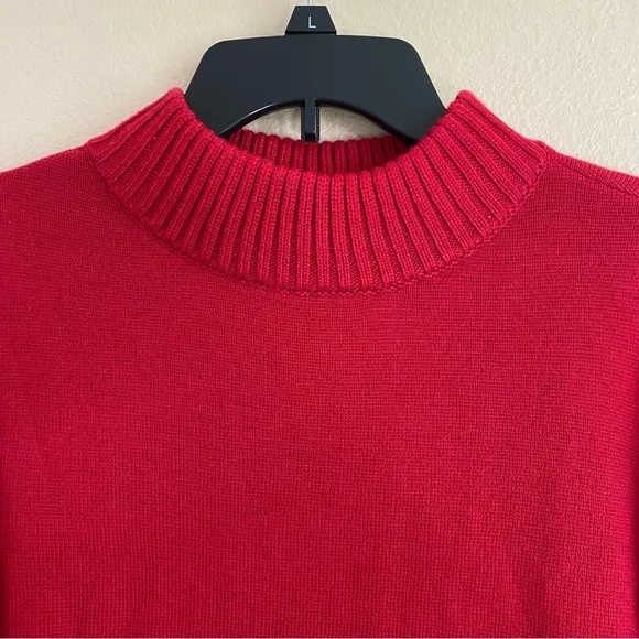 Chicos New Size LP Holly Red Mock Neck Side Slit Tunic Sweater Soft Long Sleeves