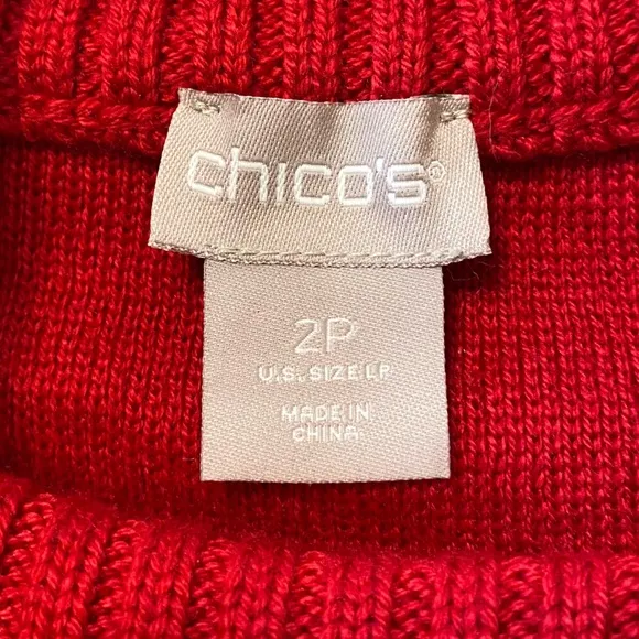 Chicos New Size LP Holly Red Mock Neck Side Slit Tunic Sweater Soft Long Sleeves