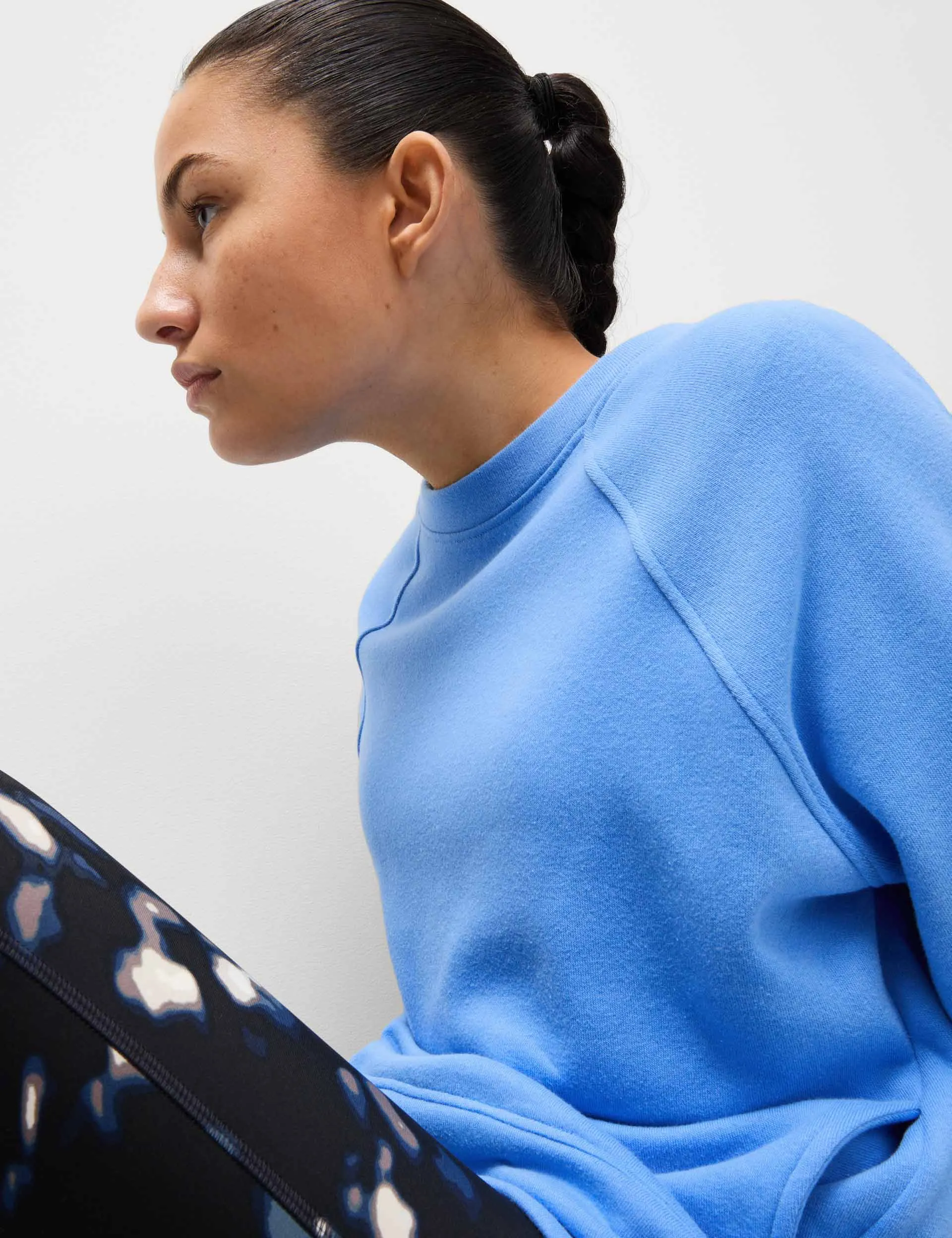 Cotton Rich Crew Neck Sweatshirt - Azure Blue