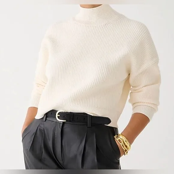J.Crew Ribbed turtleneck sweater in stretch  NEW Size S