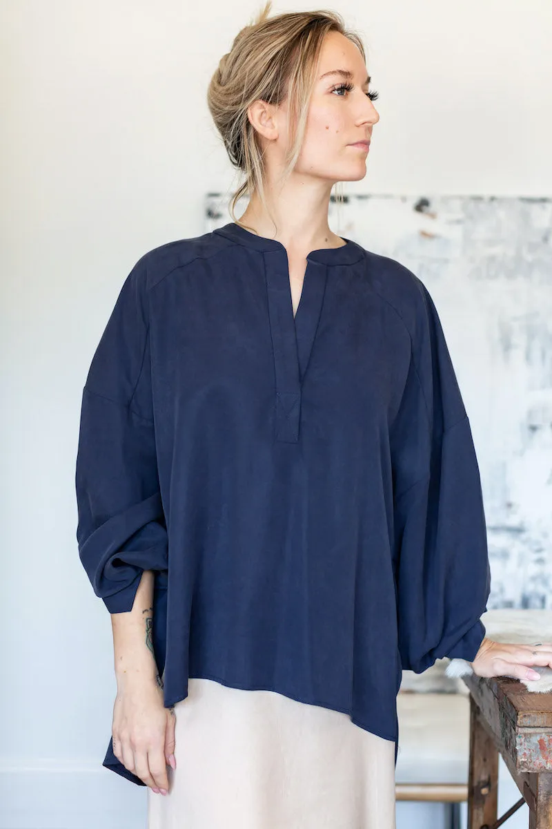 Jenna K Indigo Over Sized Peasant Blouse