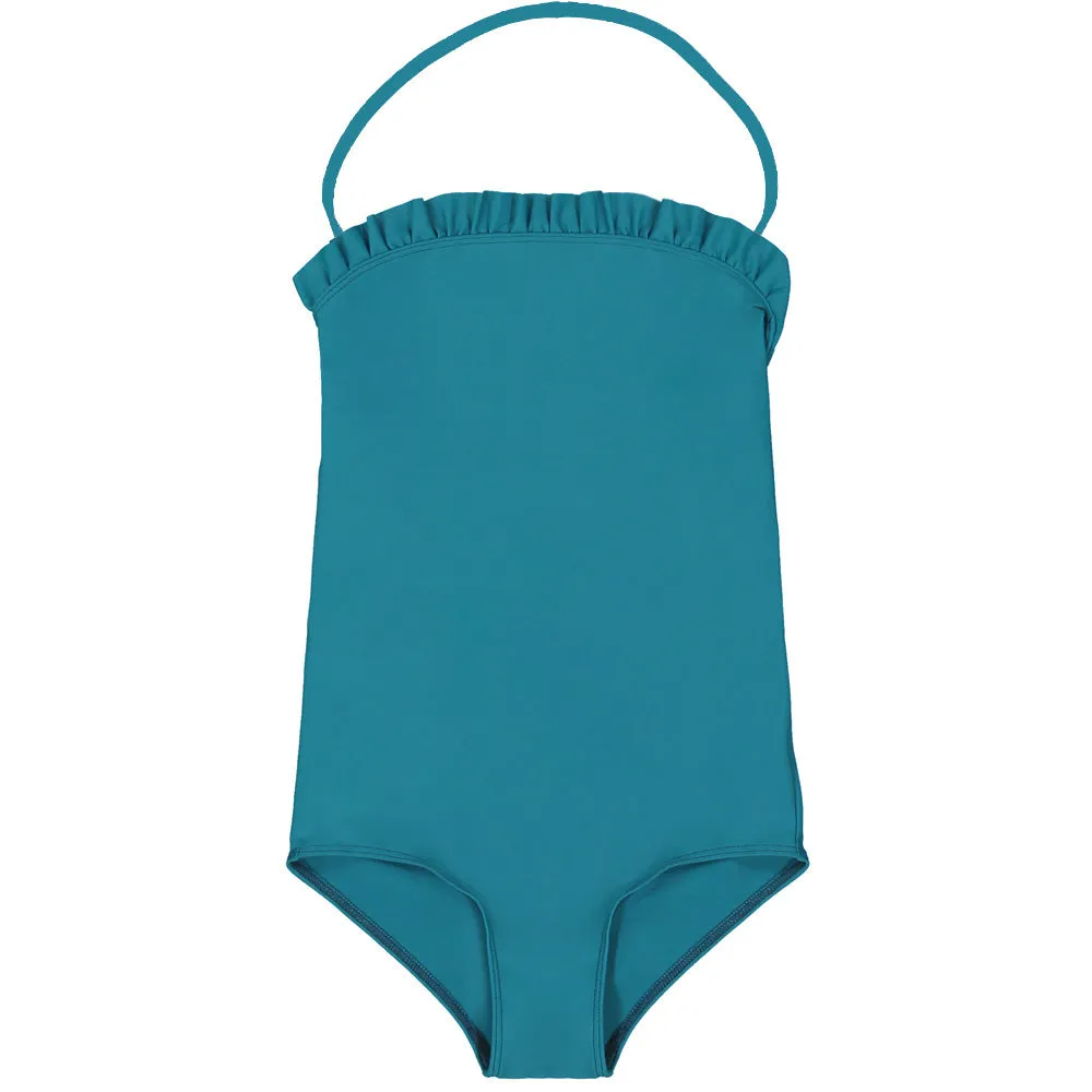 Nastasia Ruffle Halterneck Onepiece - Bari Green