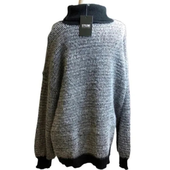 NWT Stylewe Black &amp; White Turtleneck Warm Cozy Comfy Cabincore Sweater XXL