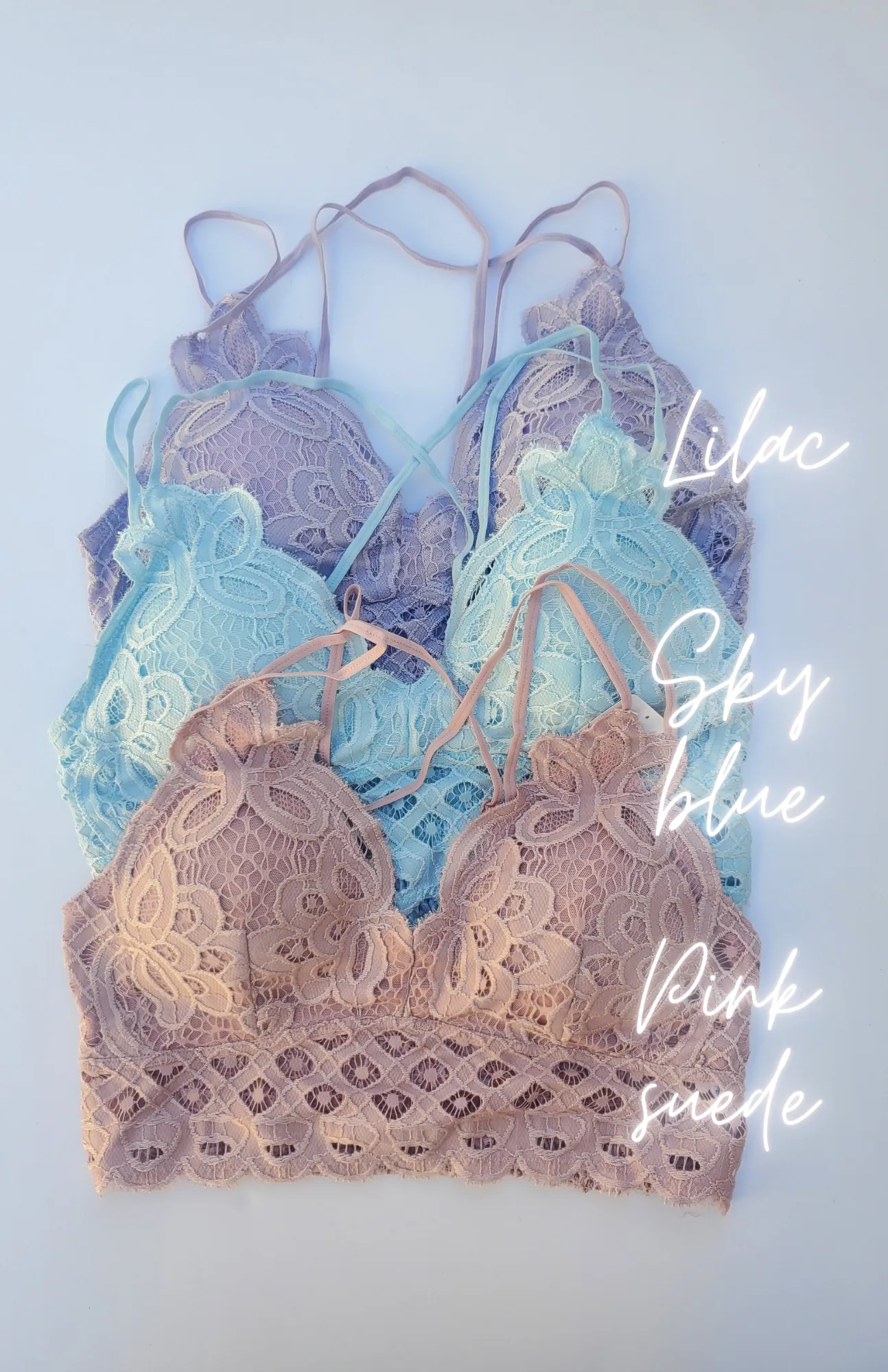 PINK SUEDE LACE BRALETTE