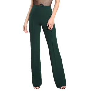 SHEIN High Rise Piped Dress Pants Army Green Elegant Pants Women Work Wear High Waist Zipper Fly Boot Cut Trousers