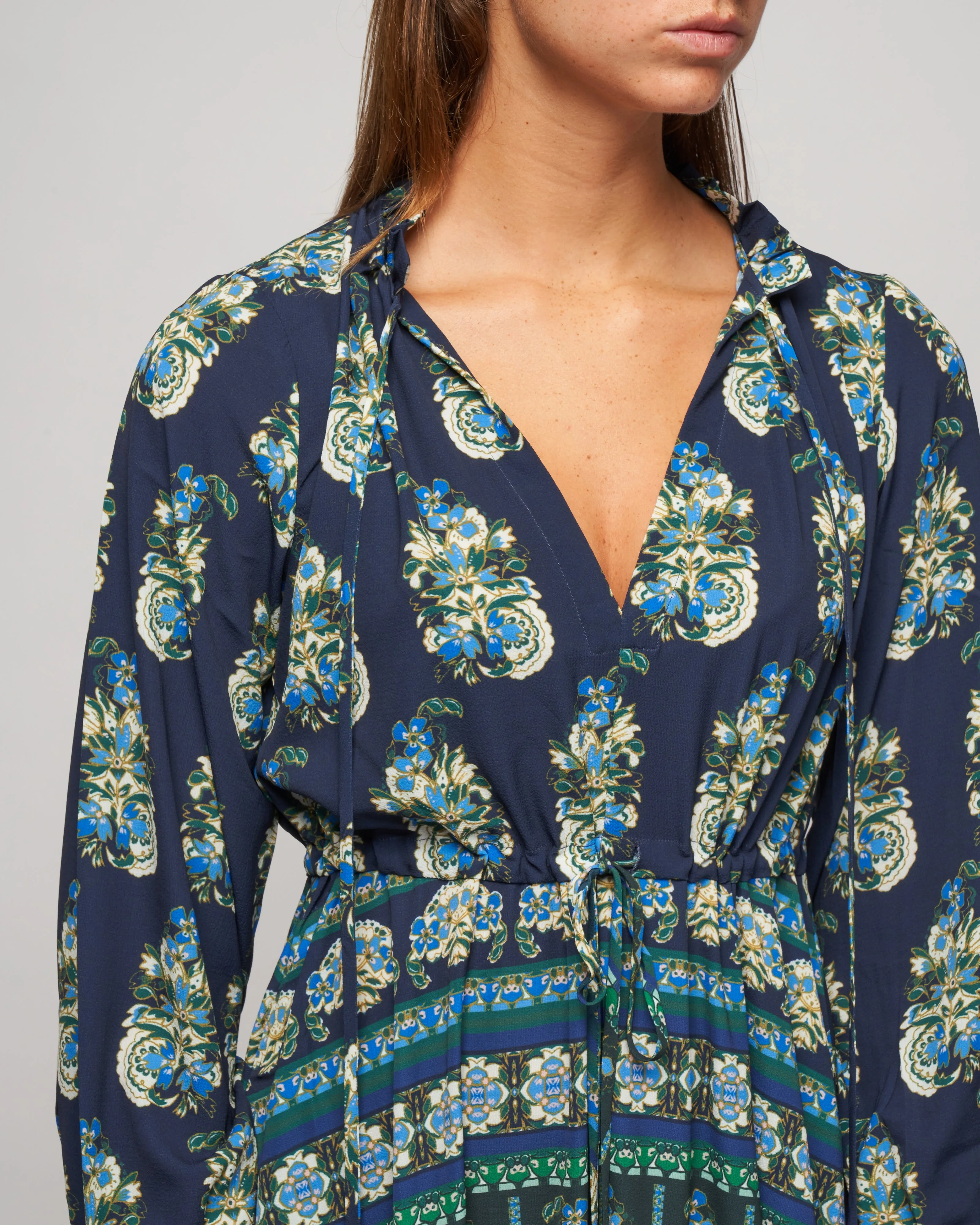 tanglewood dress - paisley motif stripe emerald